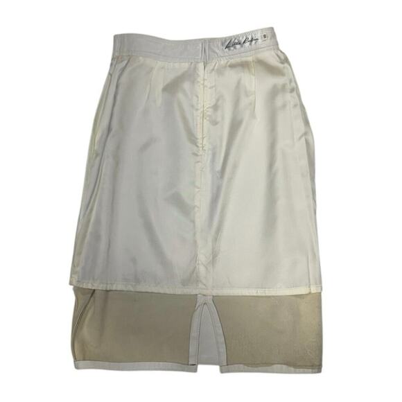 Lillie Rubin Gorgeous White Leather Pencil Skirt Back Zip Up and Bottom Split 10 - Picture 10 of 11